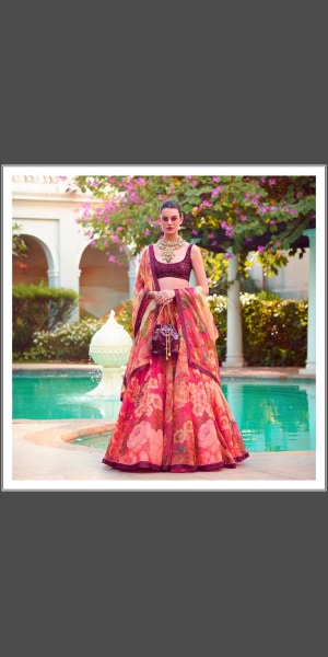 Sabya red printed lehenga