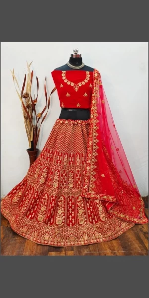 Speciale fluwelen bruids lehenga