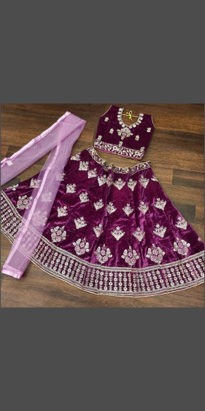 Velvet lehenga in 5 colours