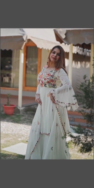 White sharara with heavy embroidery