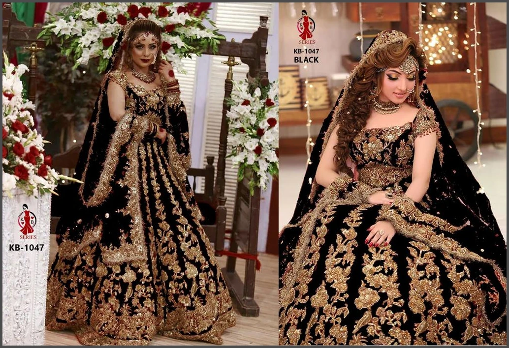 Velvet bridal lehenga