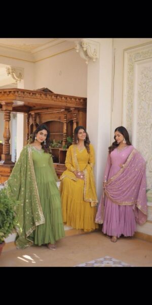 Anarkali in four pastel colors